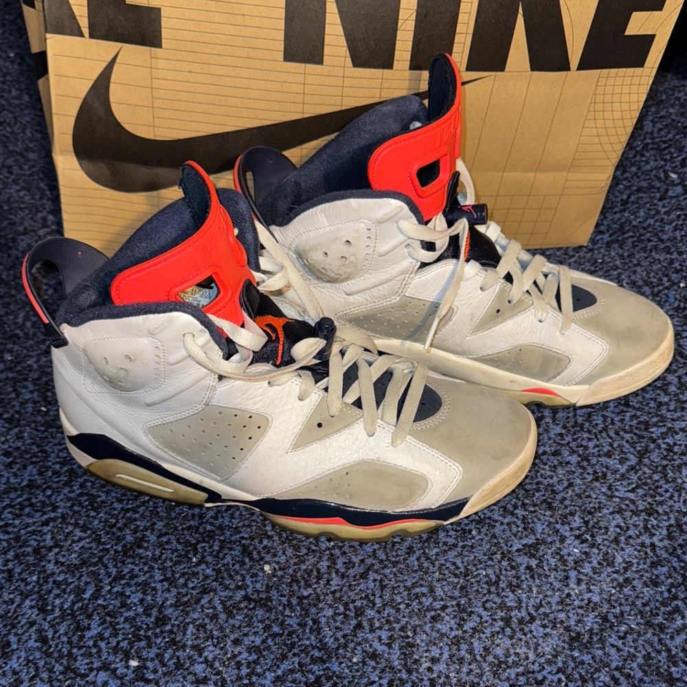 Nike Air Jordan 6 Retro in White, Navy, and Red